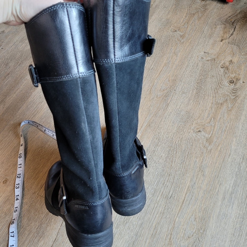 Merrell Black Leather & Suede Mid-Calf Winter Boots - Picture 8 of 11